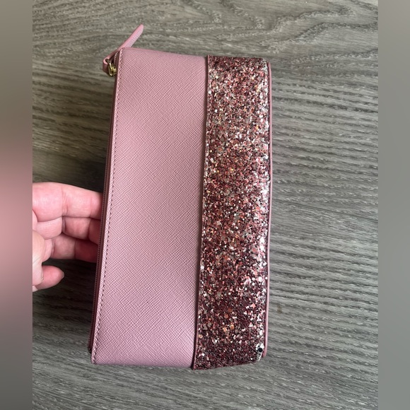 Kate Spade Greta Court Shiloh Glitter Cosmetic Travel Makeup Bag Pink - Picture 5 of 14